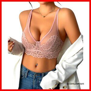 Lace Underwire Full Coverage Mesh Unlined T-Shirt Bralette